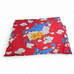 Vintage 1990's Disney Aladdin & Genie Red Twin Flat Sheet - Preowned